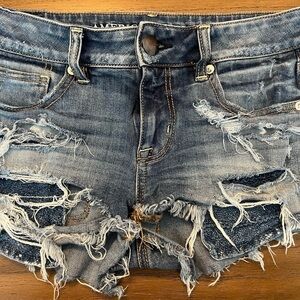 American Eagle Outfitters Distressed Blue Cutoff Denim Shorts